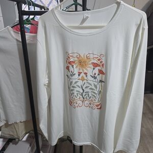 Sun and Floral Graphic Long Sleeve Top